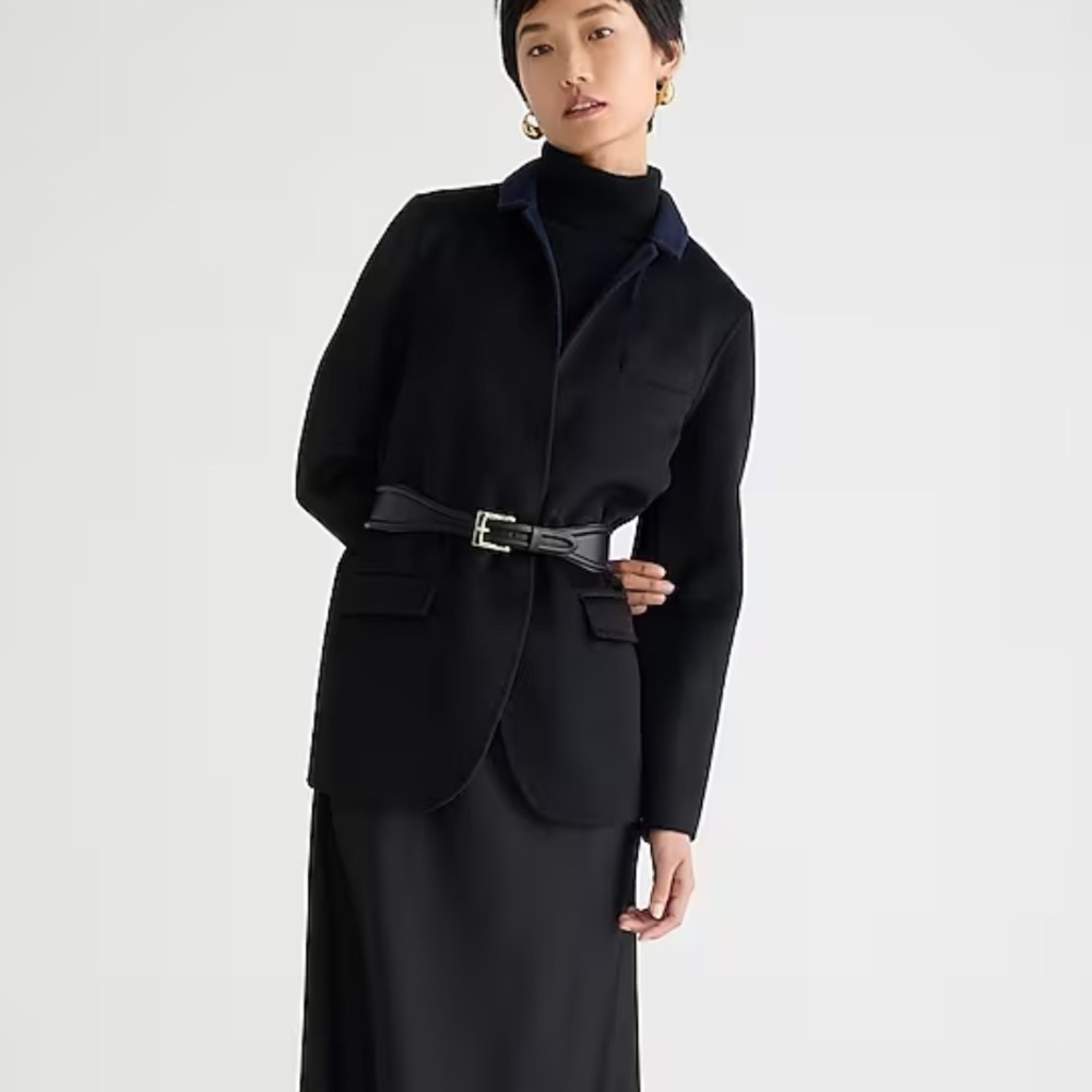 J. Crew Leighton blazer jacket in double faced wool BJ930 4 black navy